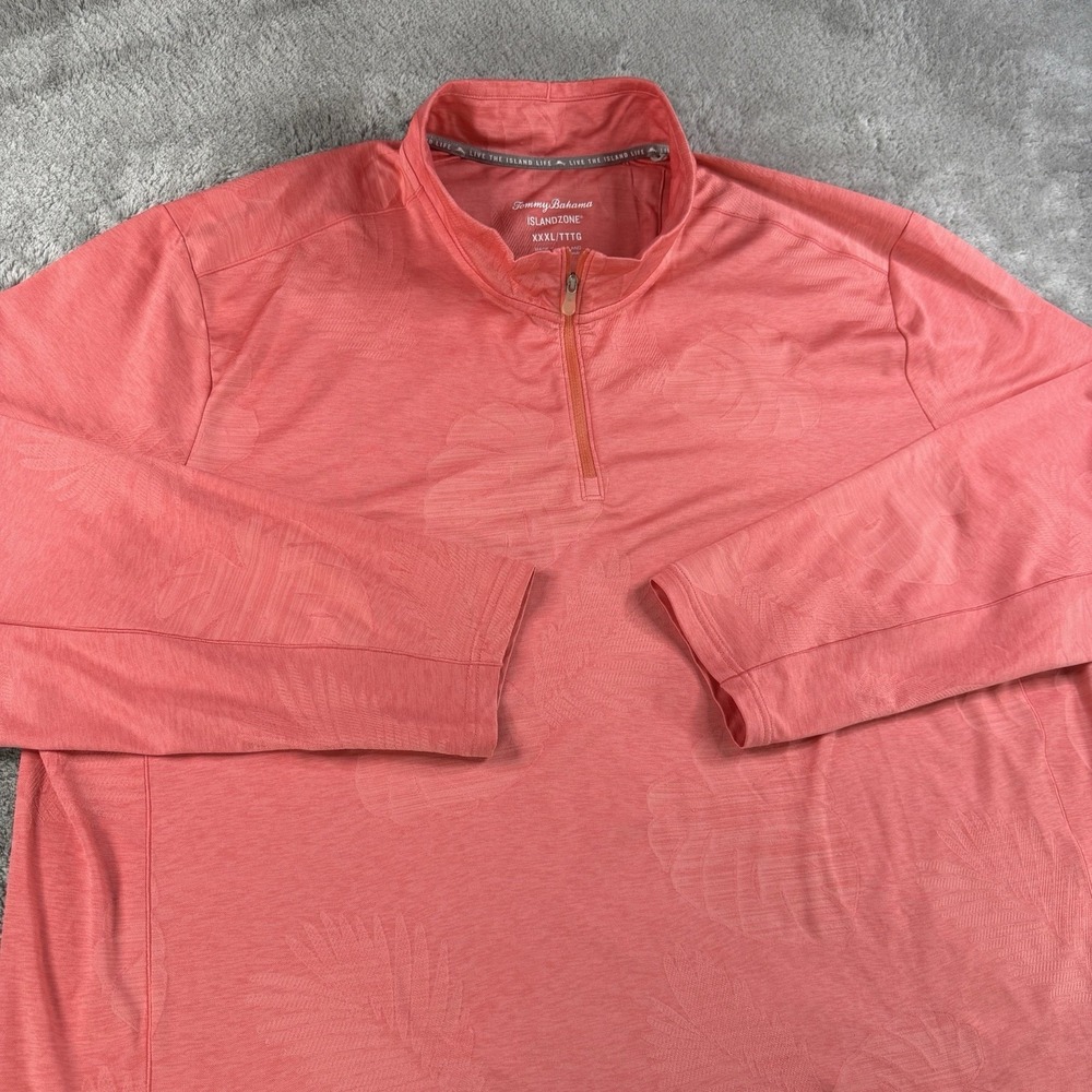 Tommy Bahama IslandZone Pullover Mens XXXL Pink 1/4 Zip Stretch Performance 3XL